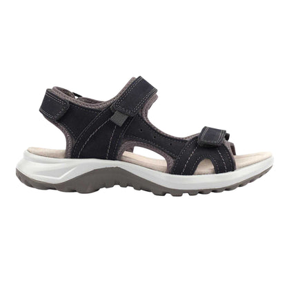 Navy - Side - Lazy Dogz Womens-Ladies LD Riviera Leather Sandals