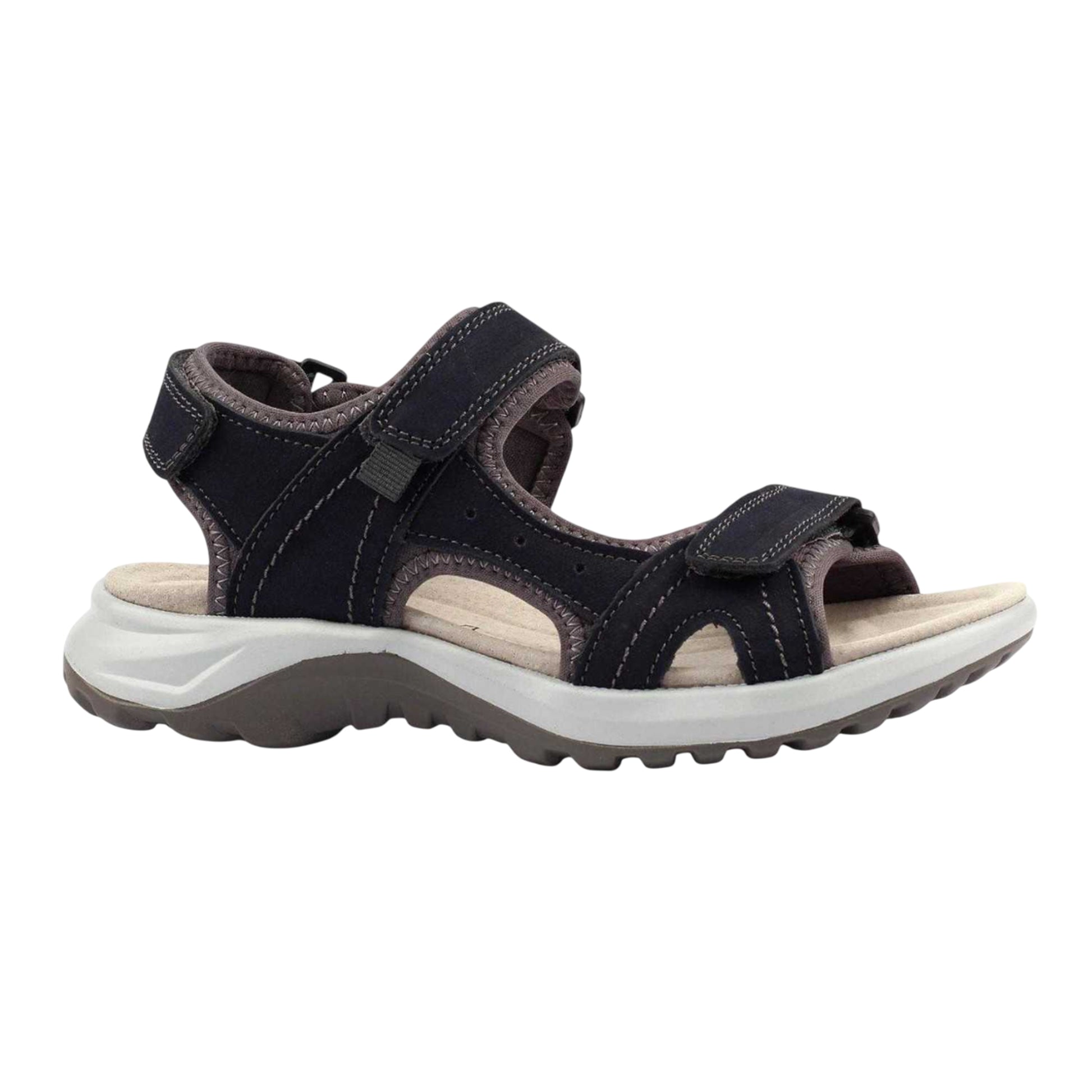 Navy - Front - Lazy Dogz Womens-Ladies LD Riviera Leather Sandals