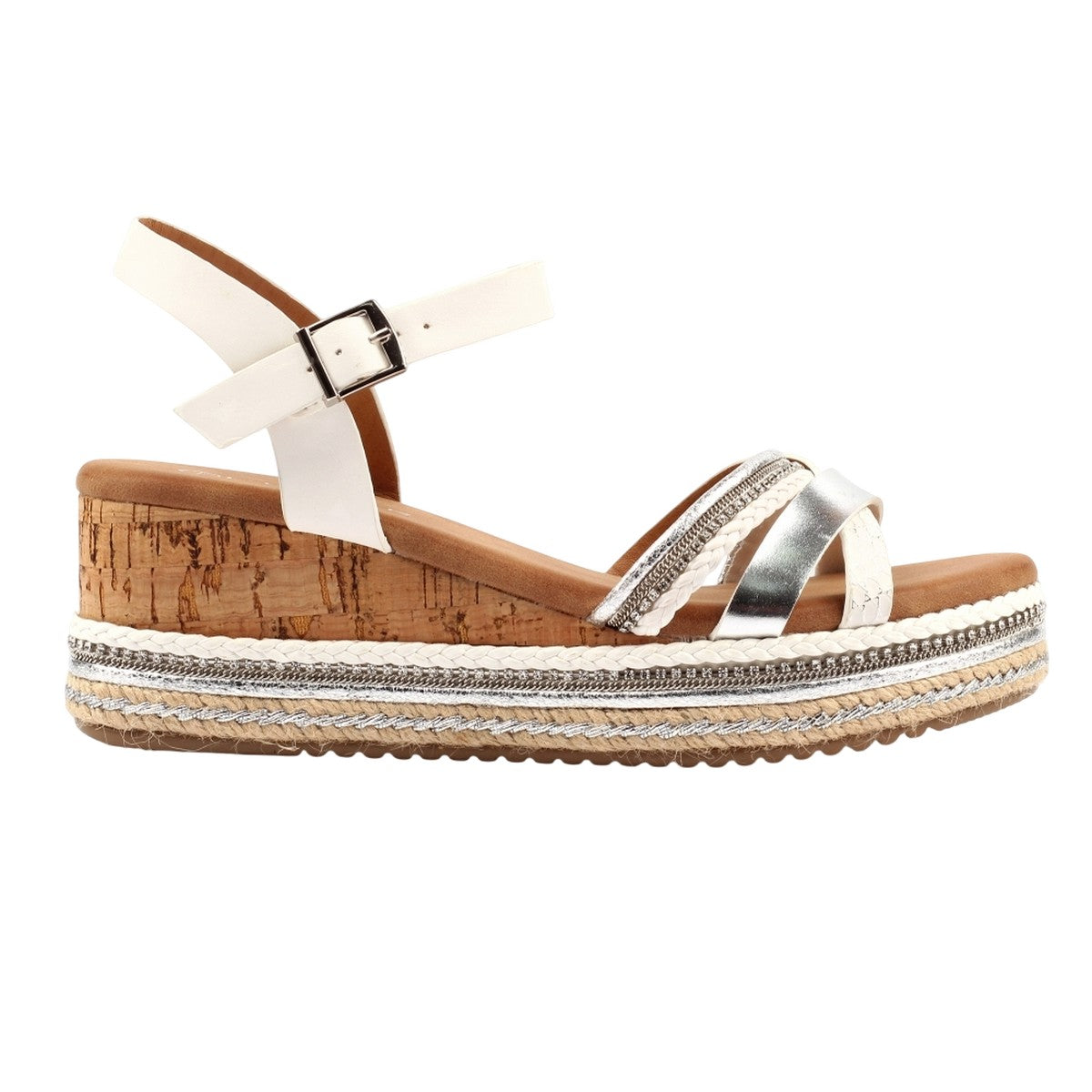 White - Side - Lunar Womens-Ladies Donna Sandals