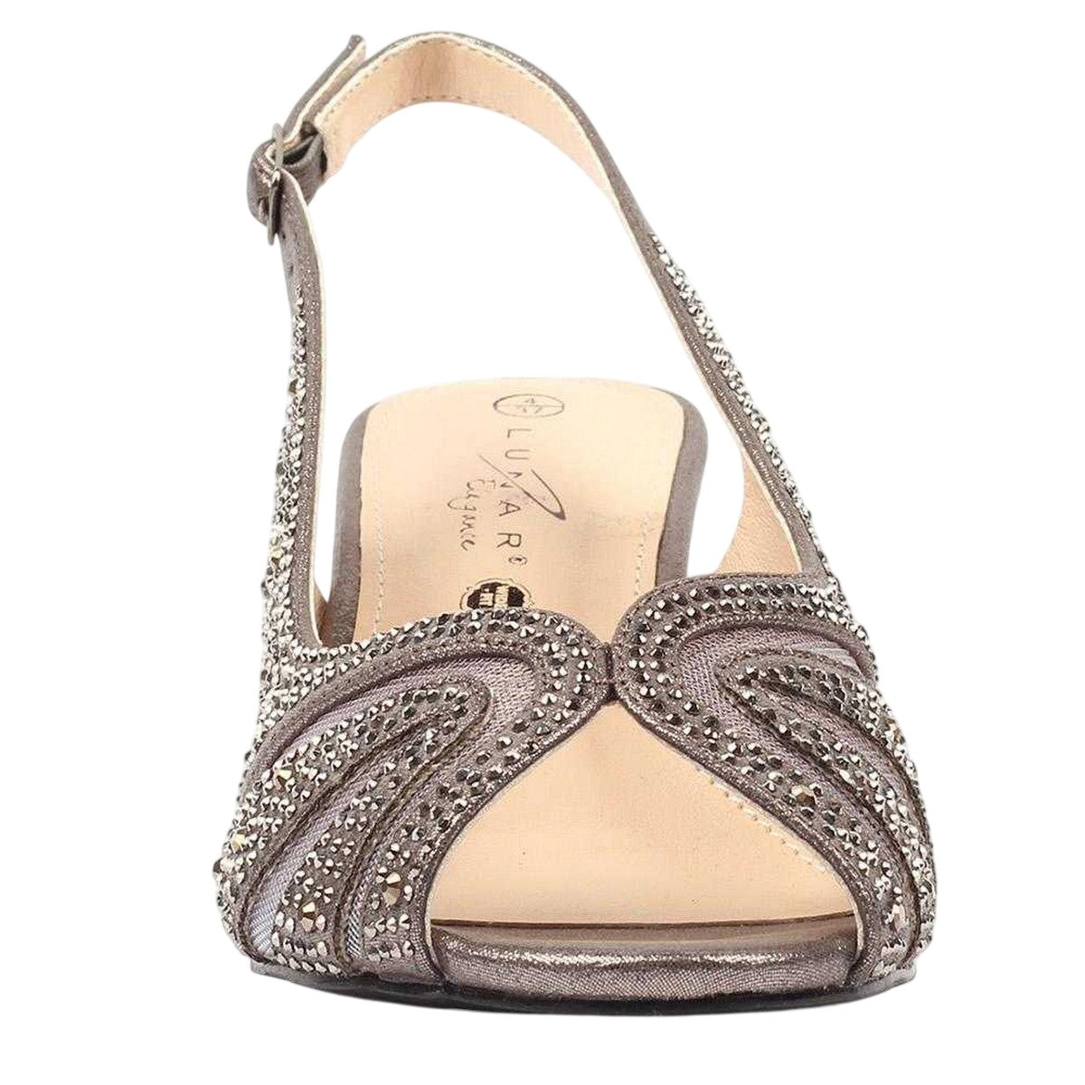 Pewter - Side - Lunar Womens-Ladies Nancy Wide Mid Heel Shoes
