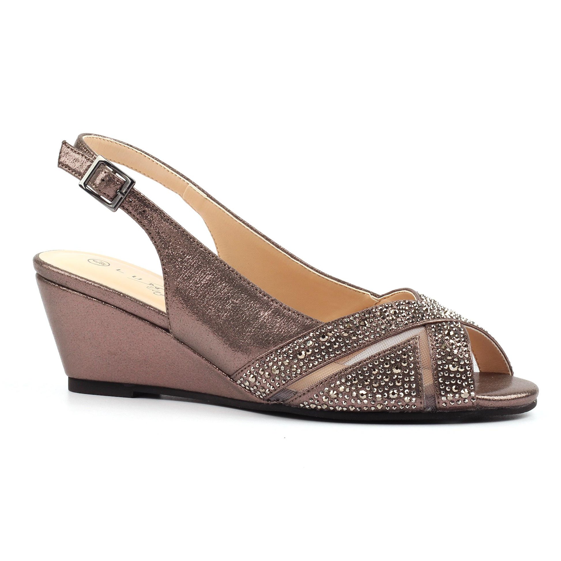 Pewter - Front - Lunar Womens-Ladies Emmerline Wedge Shoes