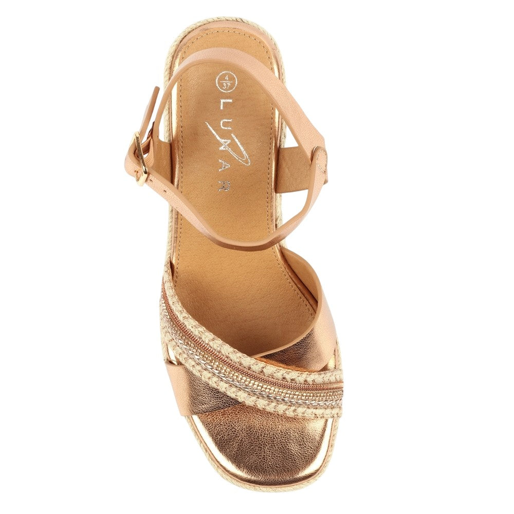 Rose Gold - Side - Lunar Womens-Ladies Ella Sandals