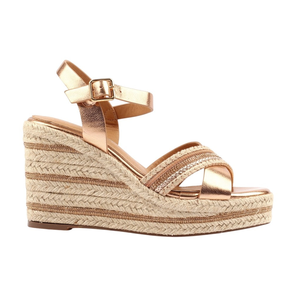 Gold - Front - Lunar Womens-Ladies Ella Sandals