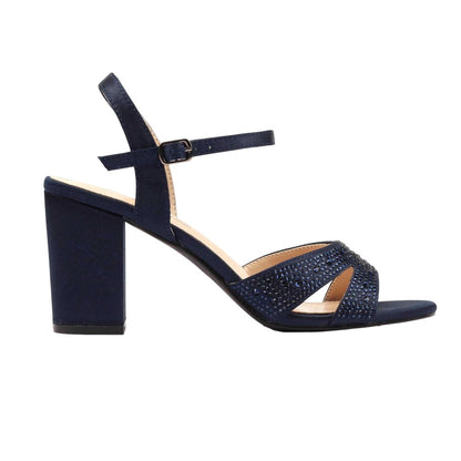 Navy - Back - Lunar Womens-Ladies Nina Block Heel High Heels