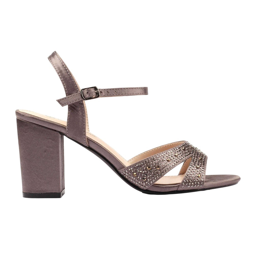 Dark Grey - Back - Lunar Womens-Ladies Nina Block Heel High Heels
