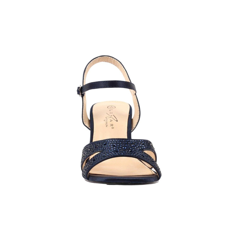 Navy - Side - Lunar Womens-Ladies Nina Block Heel High Heels