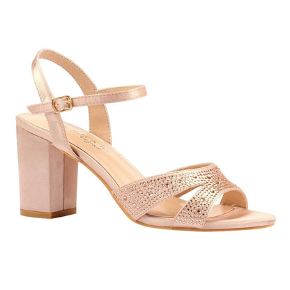 Nude - Front - Lunar Womens-Ladies Nina Block Heel High Heels