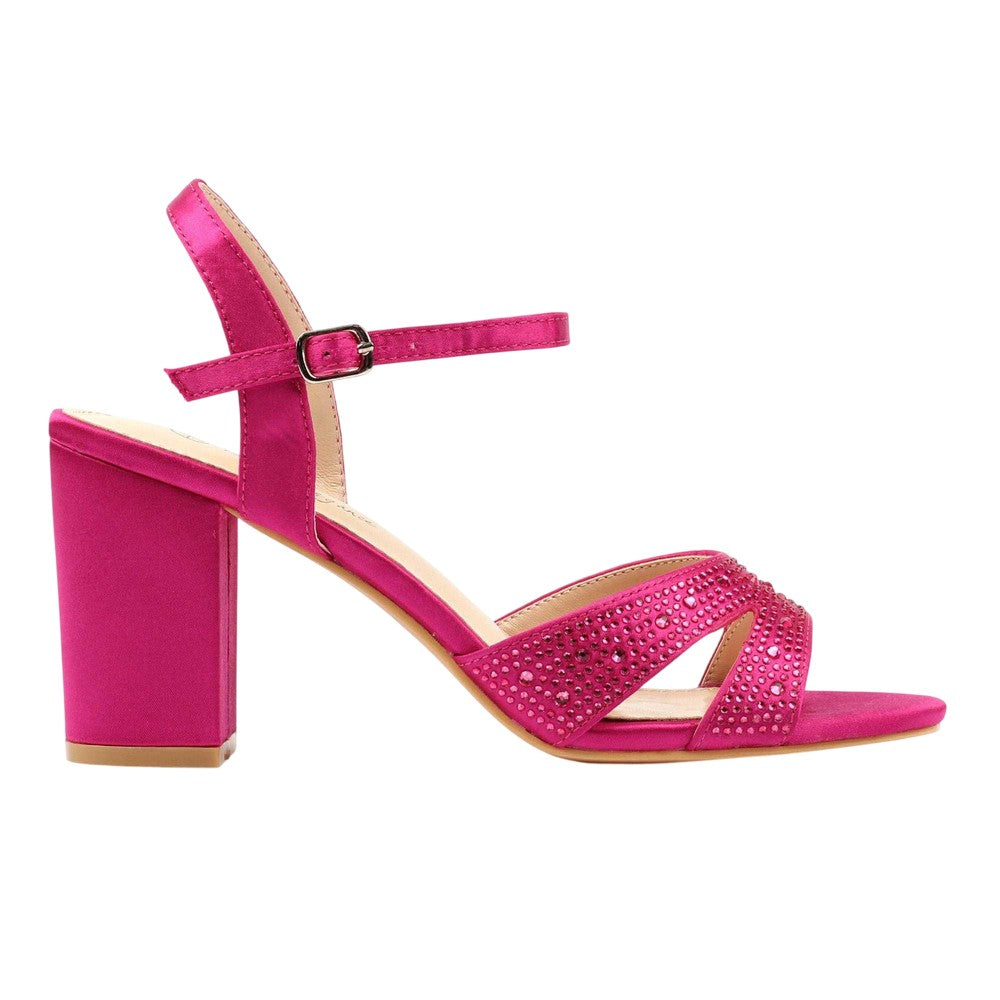 Fuchsia - Back - Lunar Womens-Ladies Nina Block Heel High Heels