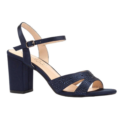Navy - Front - Lunar Womens-Ladies Nina Block Heel High Heels