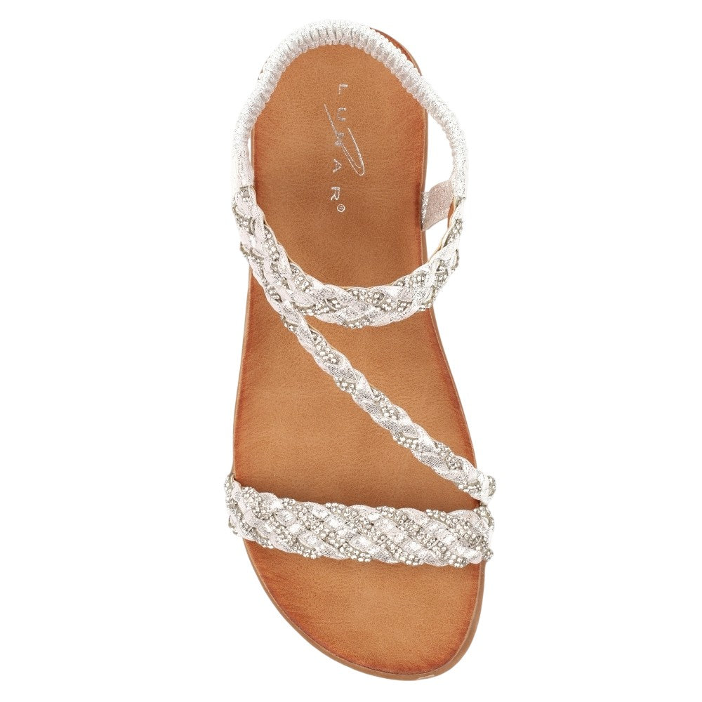 Silver - Side - Lunar Womens-Ladies Olivia Sandals