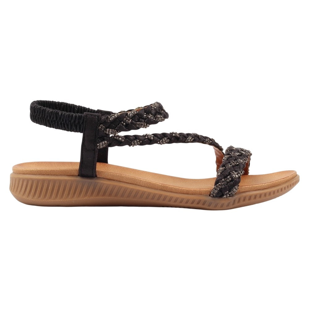 Black - Front - Lunar Womens-Ladies Olivia Sandals