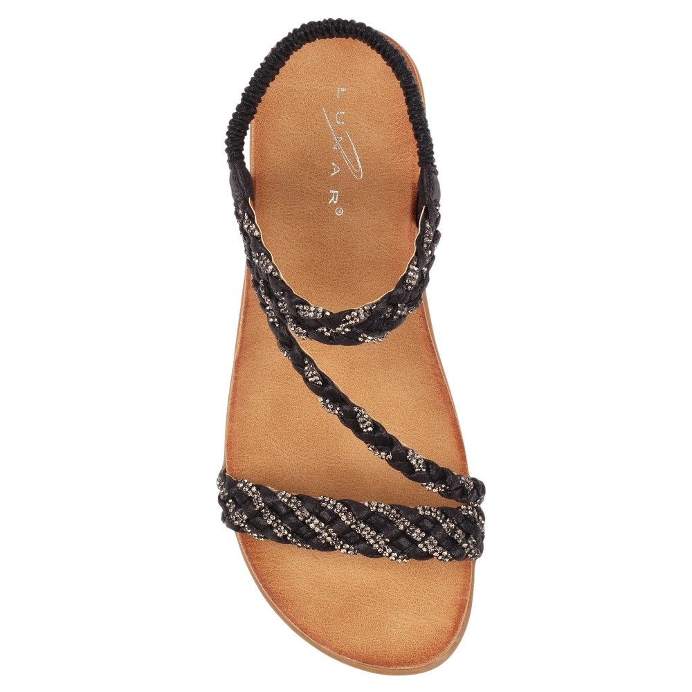 Black - Side - Lunar Womens-Ladies Olivia Sandals