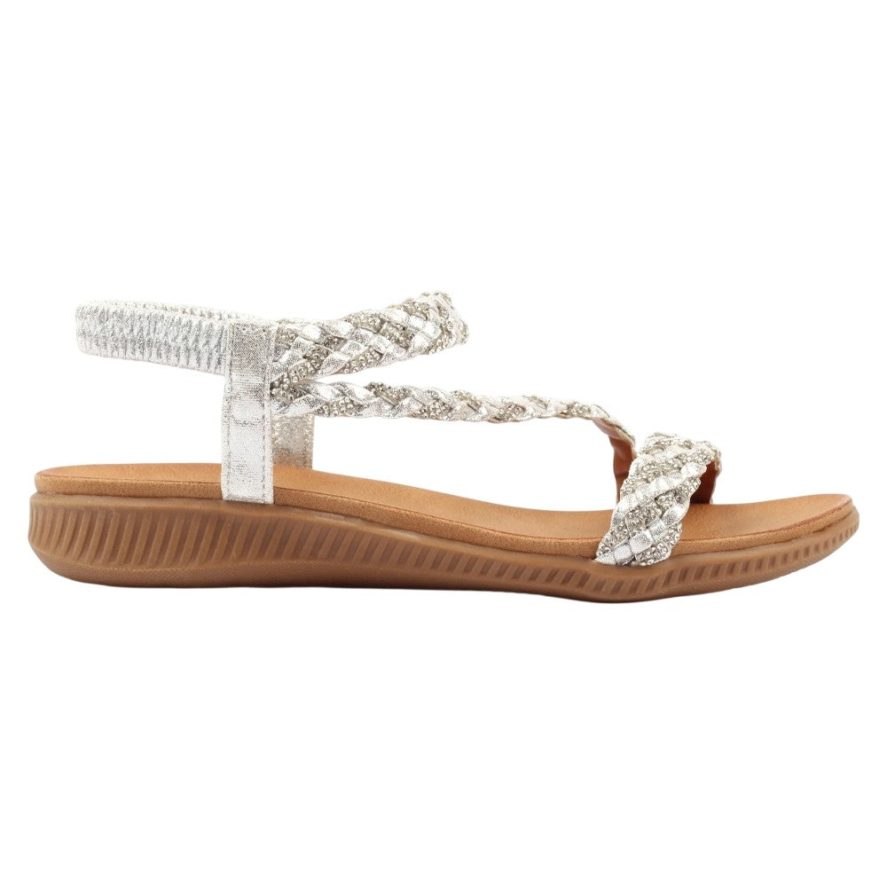 Silver - Front - Lunar Womens-Ladies Olivia Sandals