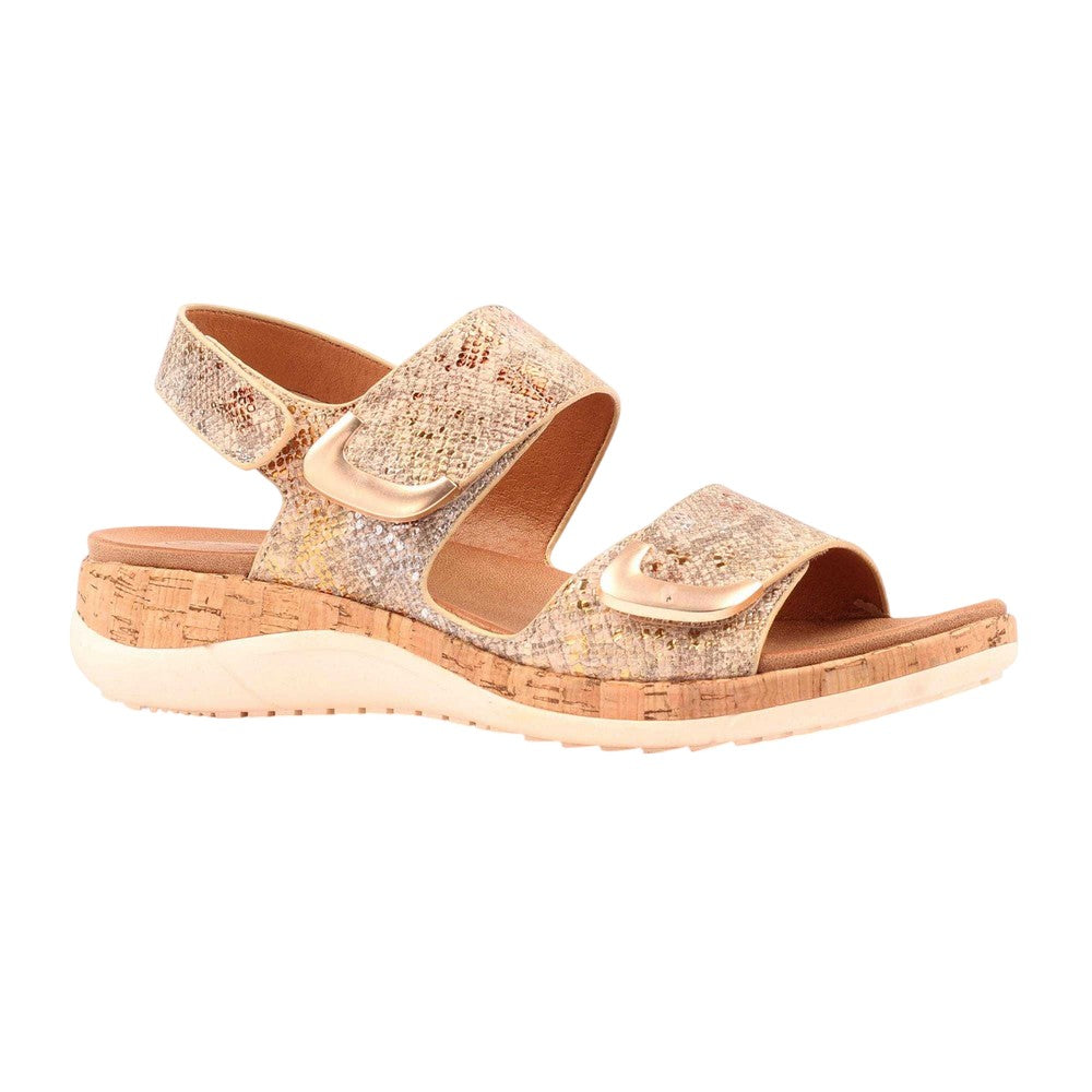 Gold - Front - Lunar Womens-Ladies Beatrice Touch Fastening Sandals