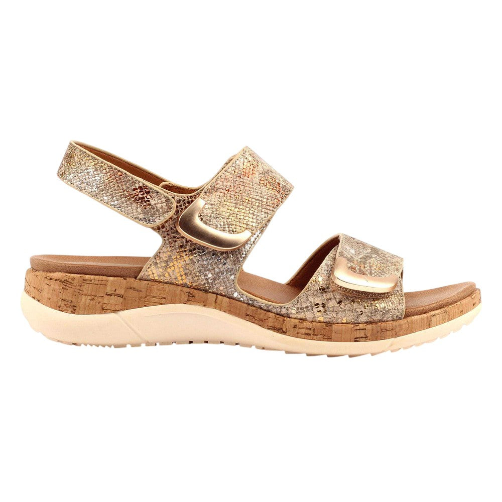 Gold - Back - Lunar Womens-Ladies Beatrice Touch Fastening Sandals