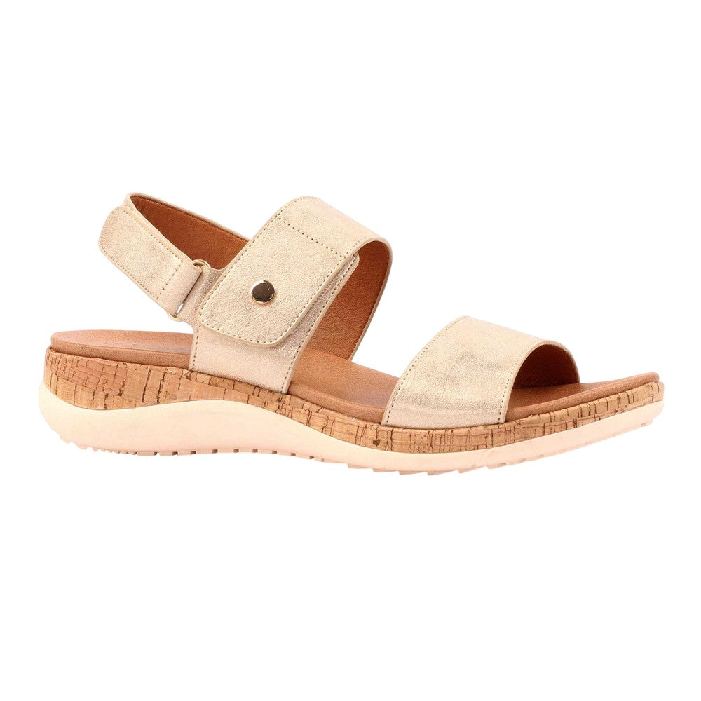 Gold - Front - Lunar Womens-Ladies Riley Touch Fastening Sandals