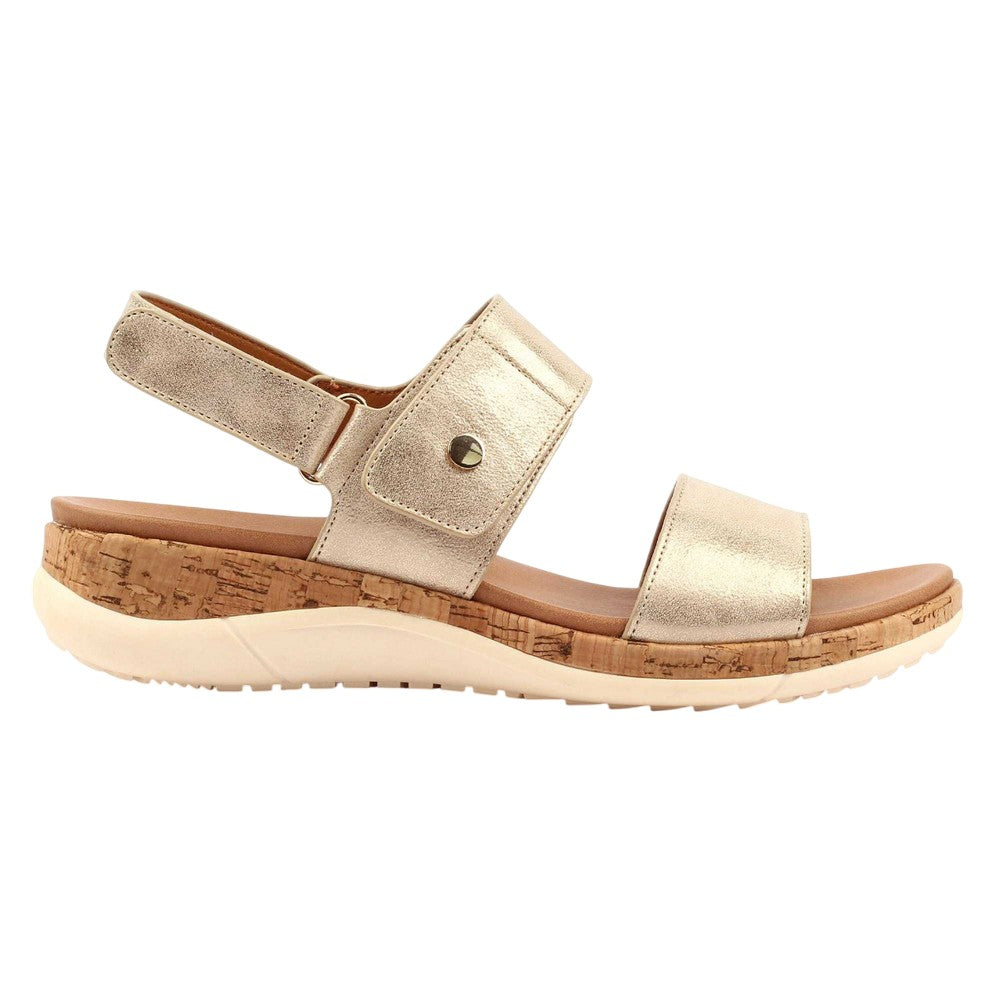 Gold - Back - Lunar Womens-Ladies Riley Touch Fastening Sandals