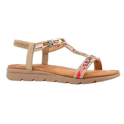 Beige - Front - Lunar Womens-Ladies Drift Sandals