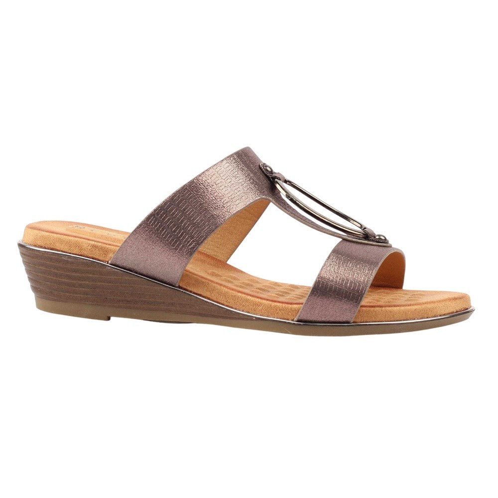 Pewter - Front - Lunar Womens-Ladies Claudia Slip-on Sandals