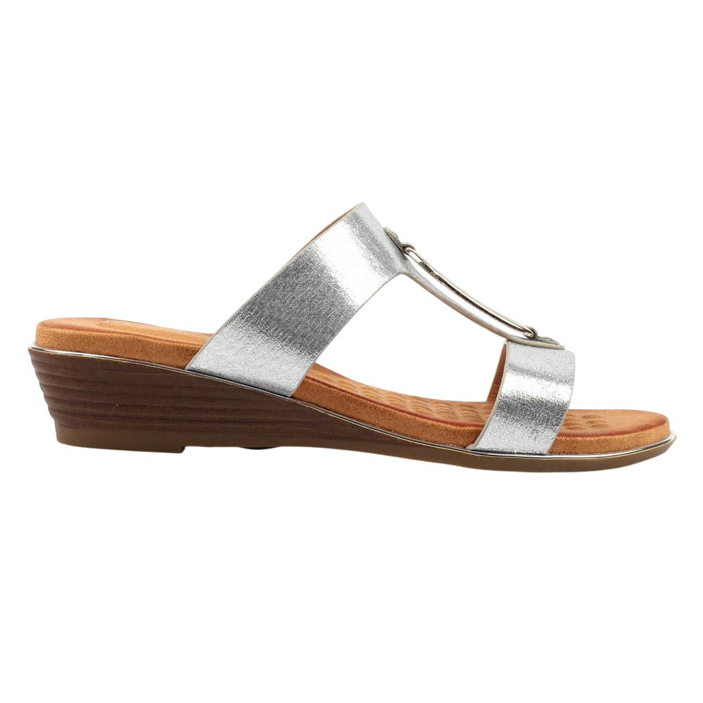 Silver - Front - Lunar Womens-Ladies Claudia Slip-on Sandals