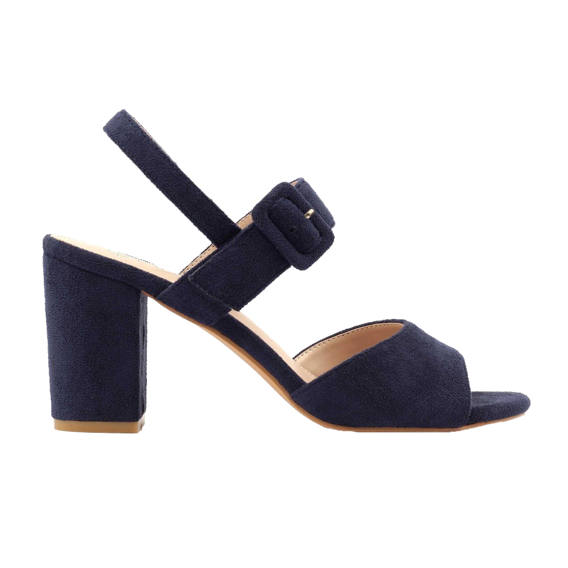 Navy - Back - Lunar Womens-Ladies Phillipa Block Heel High Heels