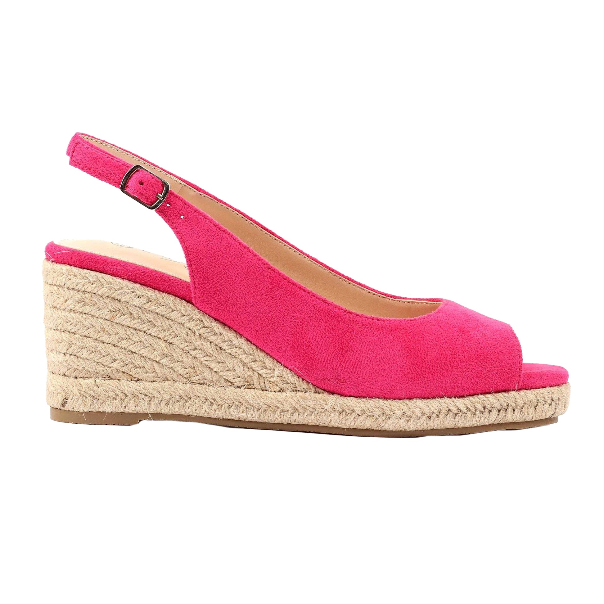 Fuchsia - Back - Lunar Womens-Ladies Pia Wedge Sandals