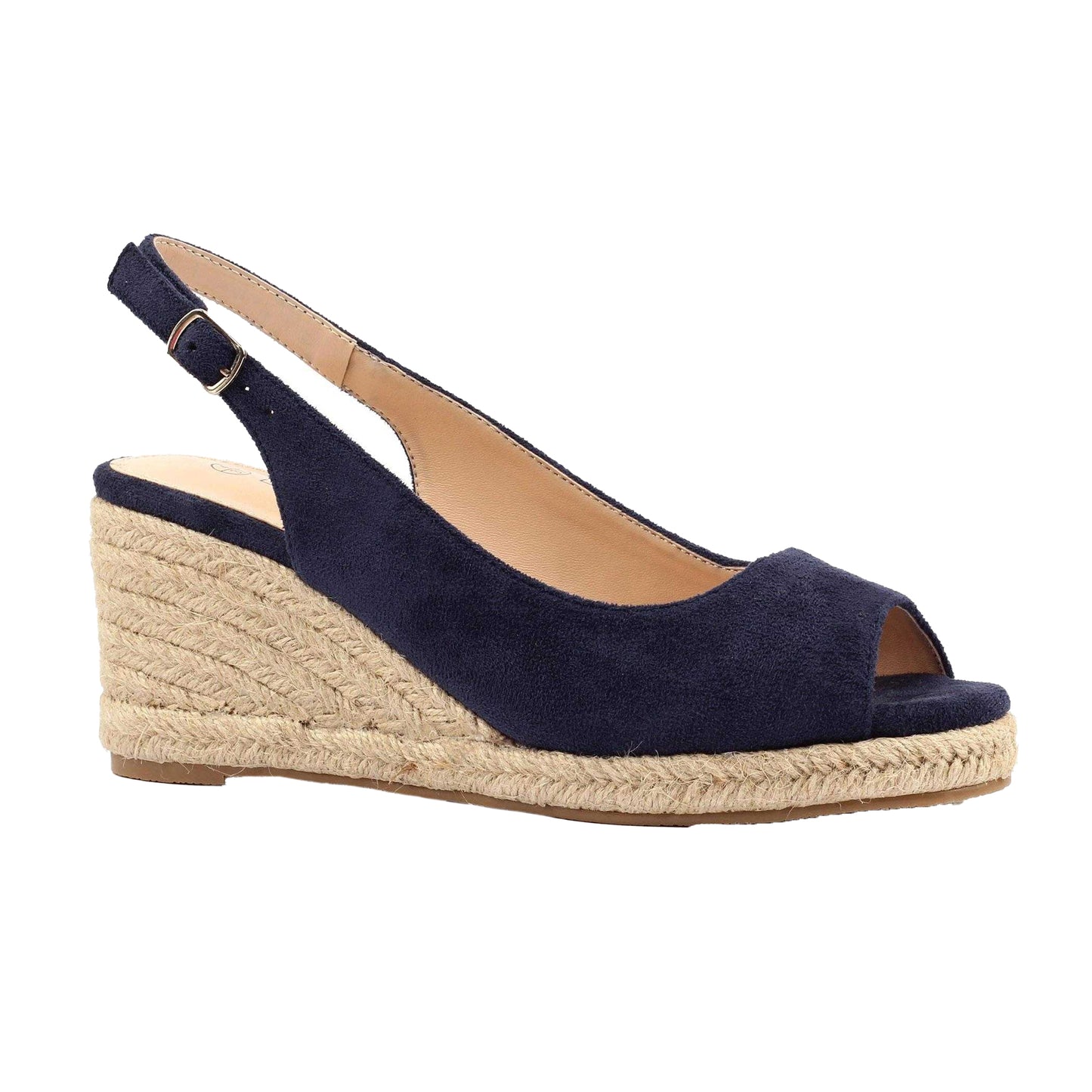 Navy - Front - Lunar Womens-Ladies Pia Wedge Sandals