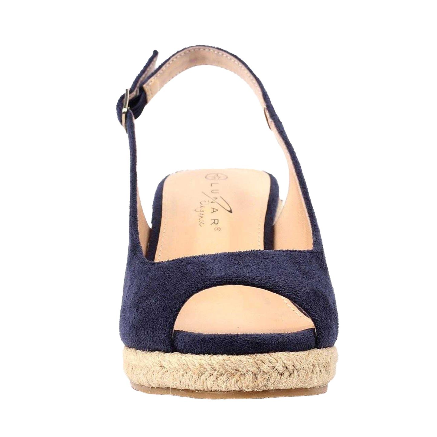 Navy - Side - Lunar Womens-Ladies Pia Wedge Sandals