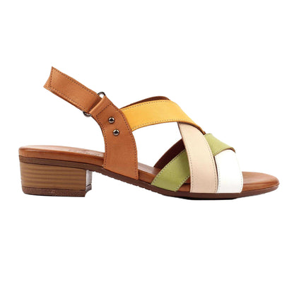 Khaki Green - Back - Lunar Womens-Ladies Olympia Leather Sandals