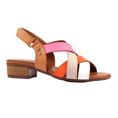 Orange - Front - Lunar Womens-Ladies Olympia Leather Sandals