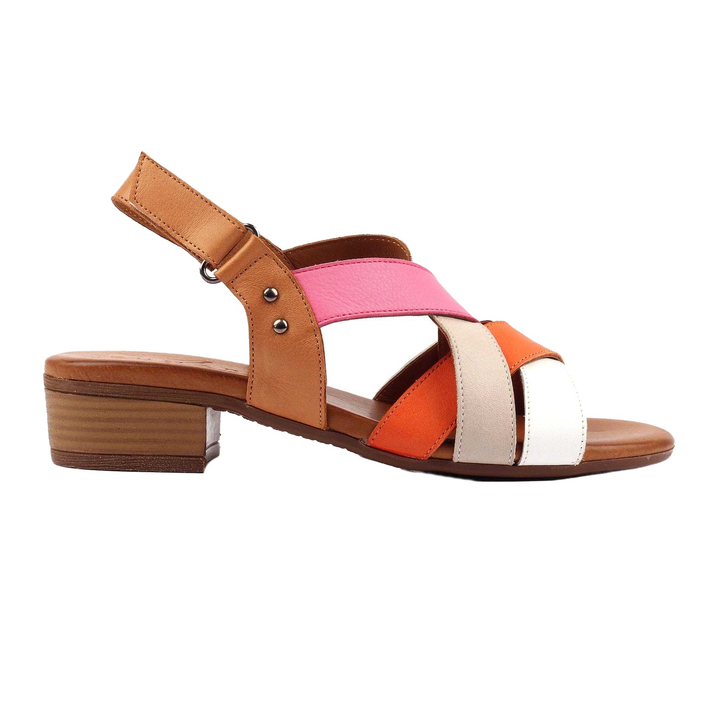 Orange - Back - Lunar Womens-Ladies Olympia Leather Sandals