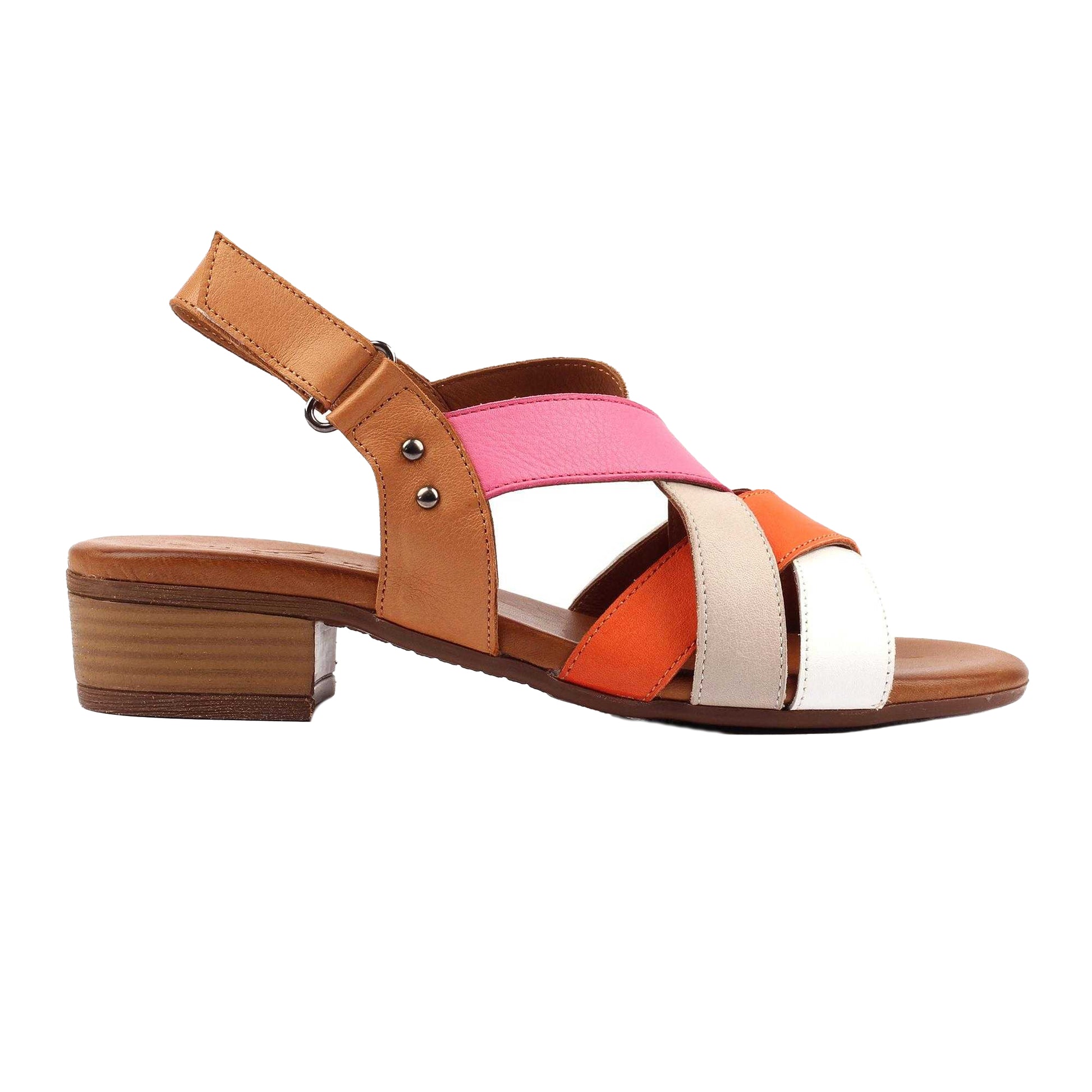 Orange - Back - Lunar Womens-Ladies Olympia Leather Sandals
