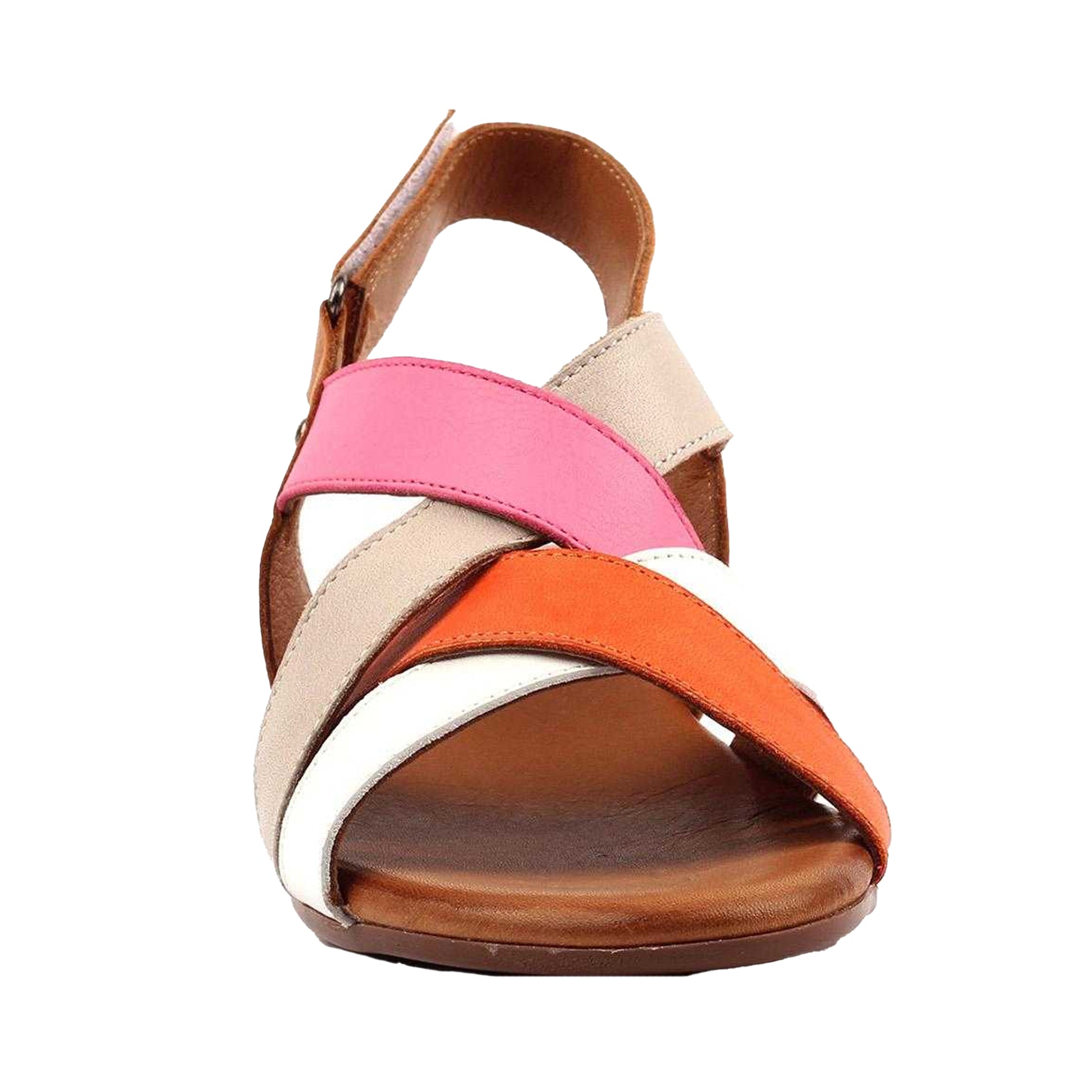 Orange - Side - Lunar Womens-Ladies Olympia Leather Sandals