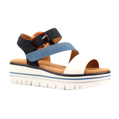 Navy - Front - Lunar Womens-Ladies Issy Colour Block Sandals