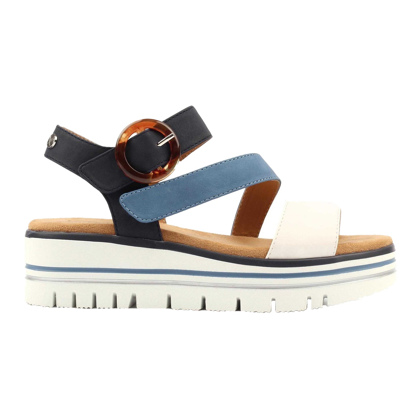 Navy - Back - Lunar Womens-Ladies Issy Colour Block Sandals