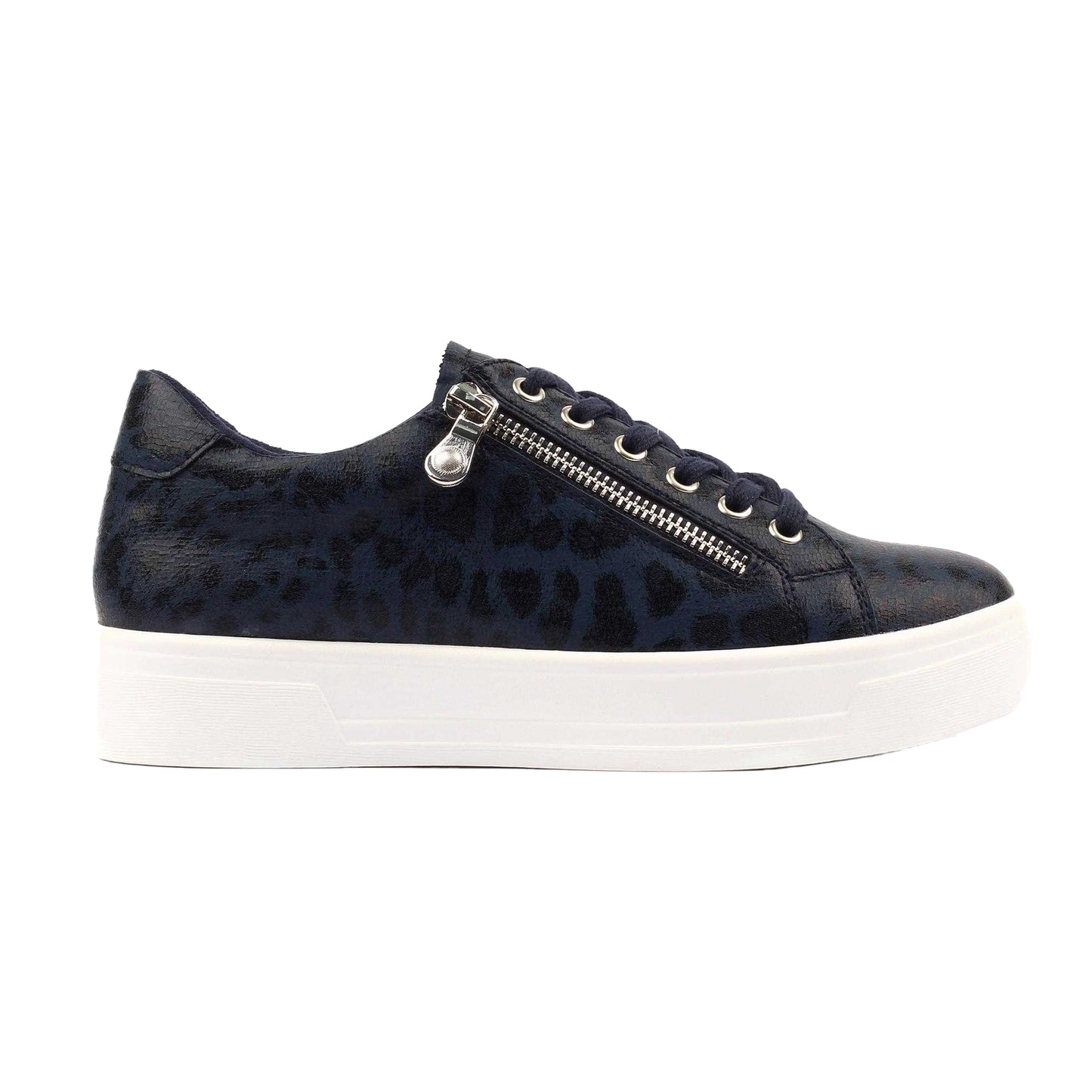 Navy - Back - Lunar Womens-Ladies Charm ll Animal Print Trainers