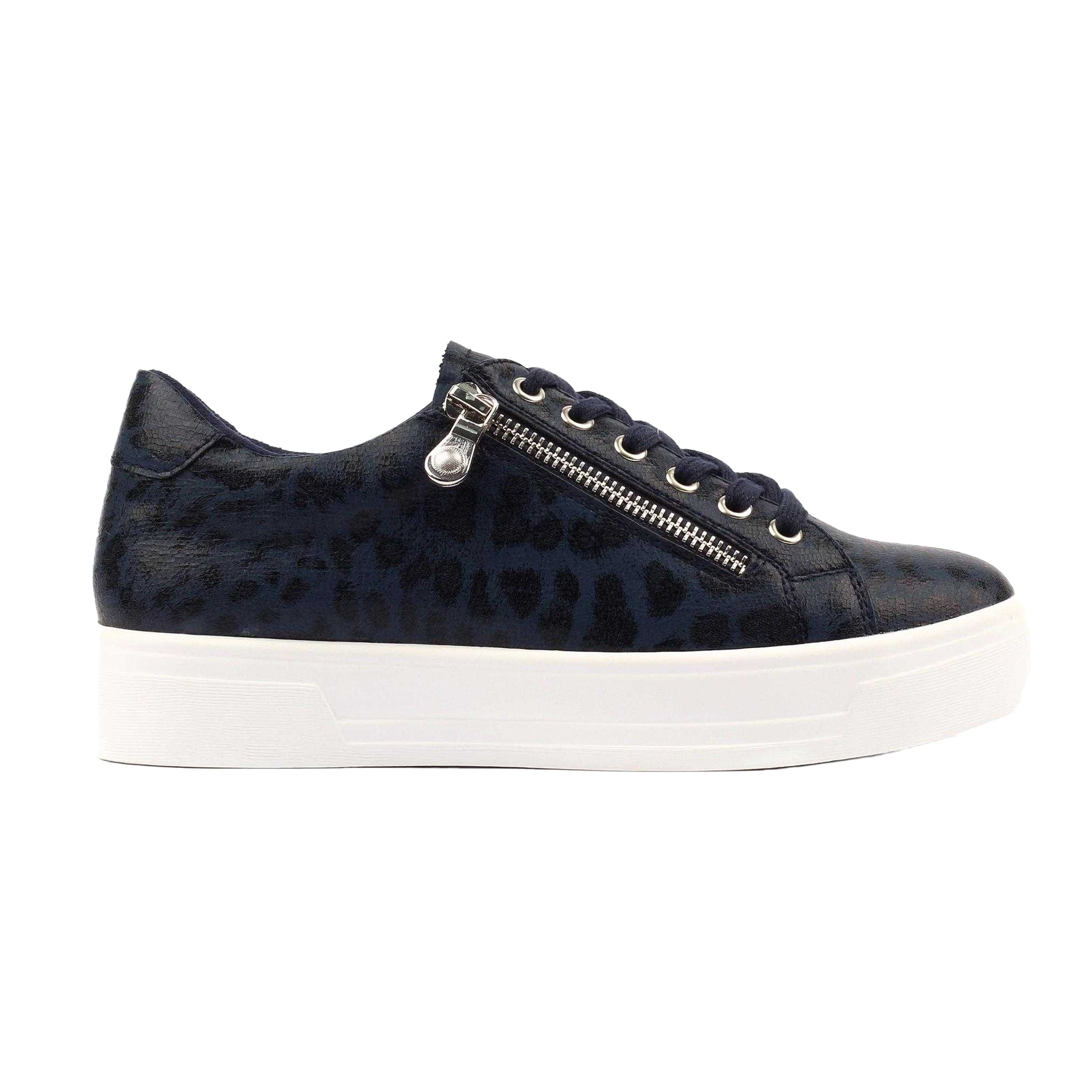 Navy - Back - Lunar Womens-Ladies Charm ll Animal Print Trainers
