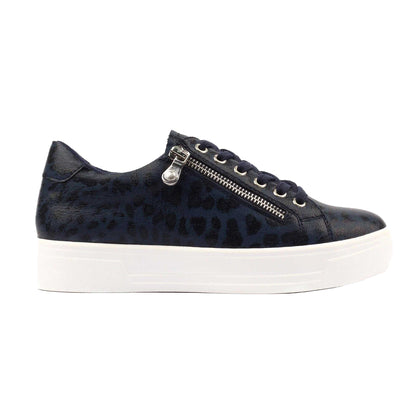 Navy - Back - Lunar Womens-Ladies Charm ll Animal Print Trainers