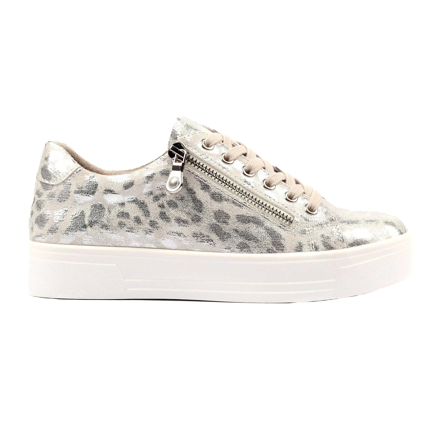 Silver - Back - Lunar Womens-Ladies Charm ll Animal Print Trainers