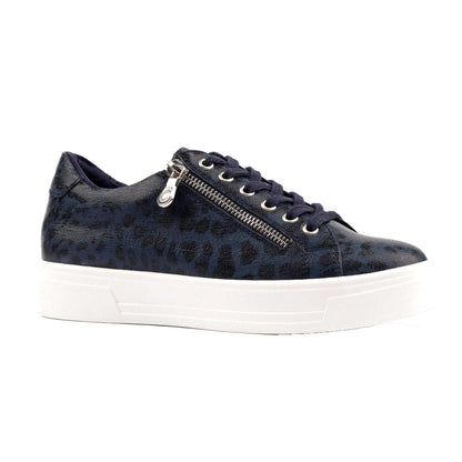 Navy - Front - Lunar Womens-Ladies Charm ll Animal Print Trainers