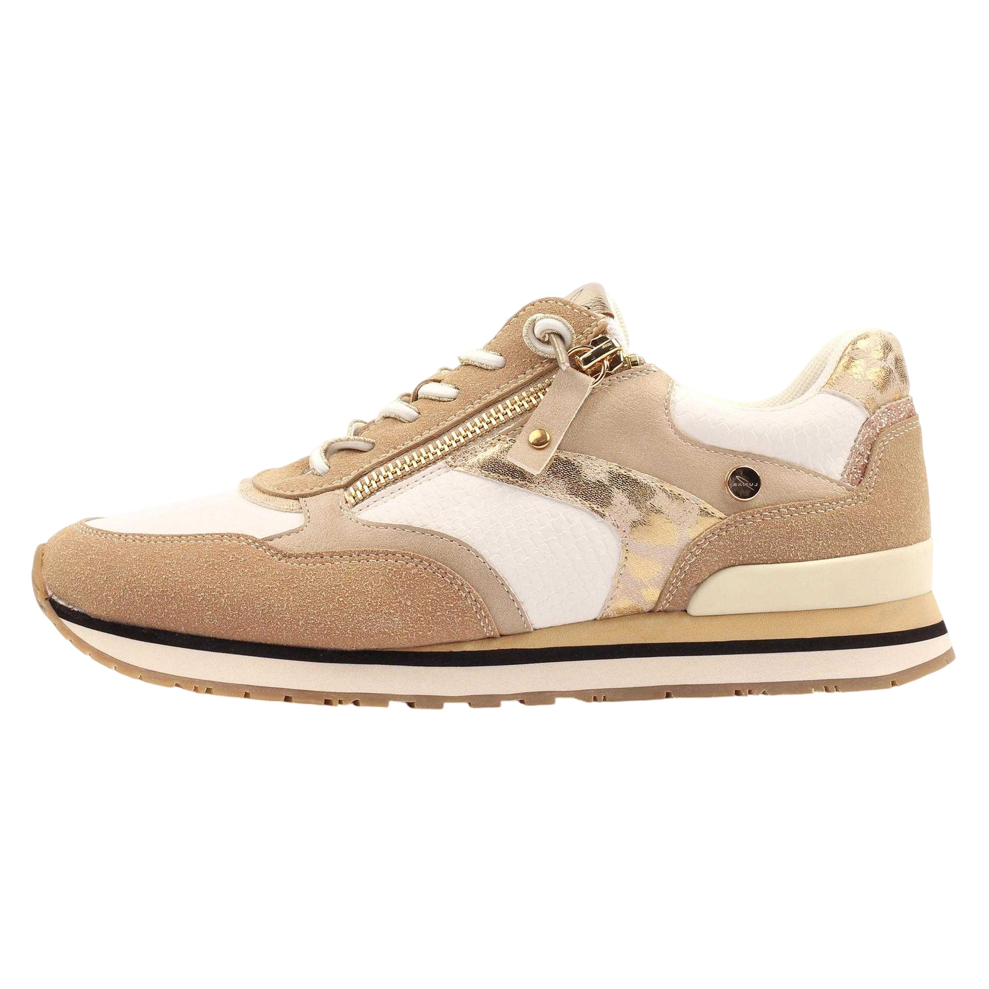 Beige - Back - Lunar Womens-Ladies Lindy Trainers