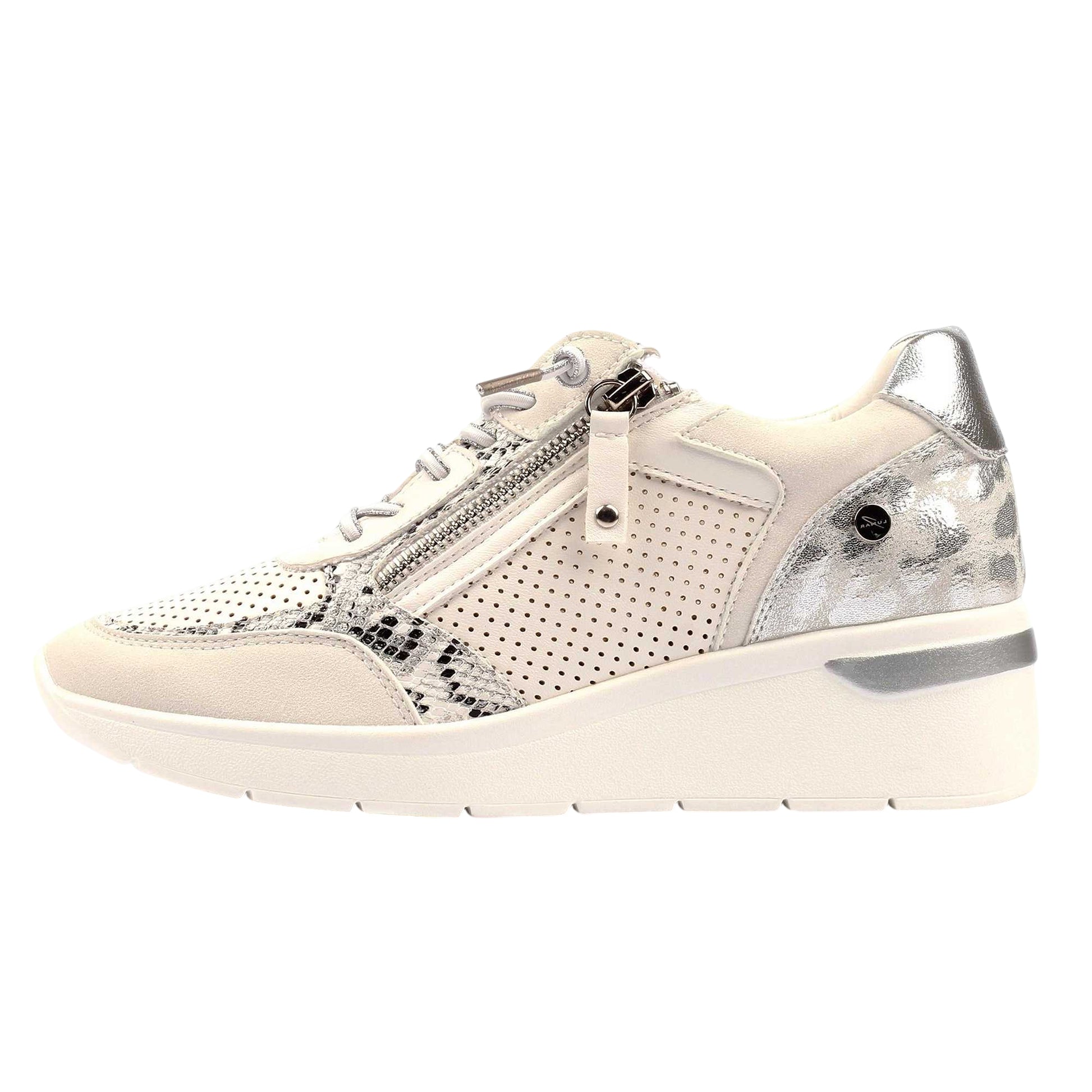 Silver - Back - Lunar Womens-Ladies Bailey Wedge Trainers