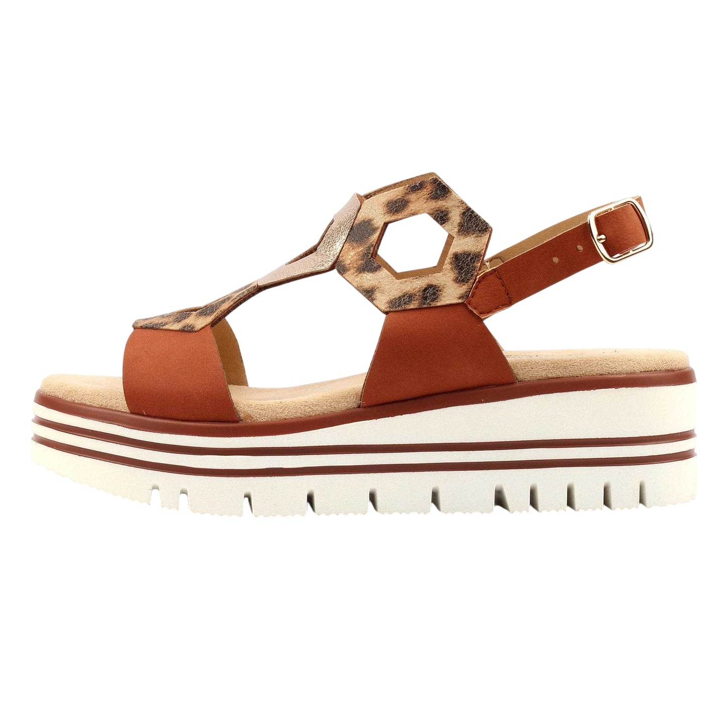 Tan - Back - Lunar Womens-Ladies Jaslene Sandals