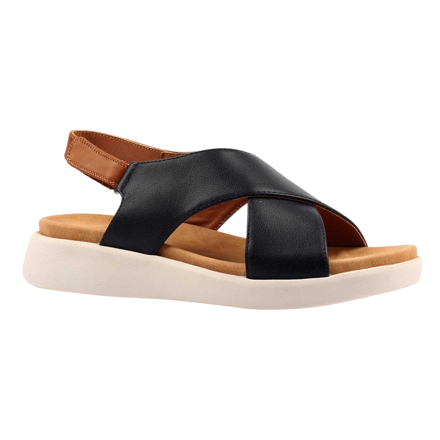 Navy - Front - Lunar Womens-Ladies Merletta Leather Sandals