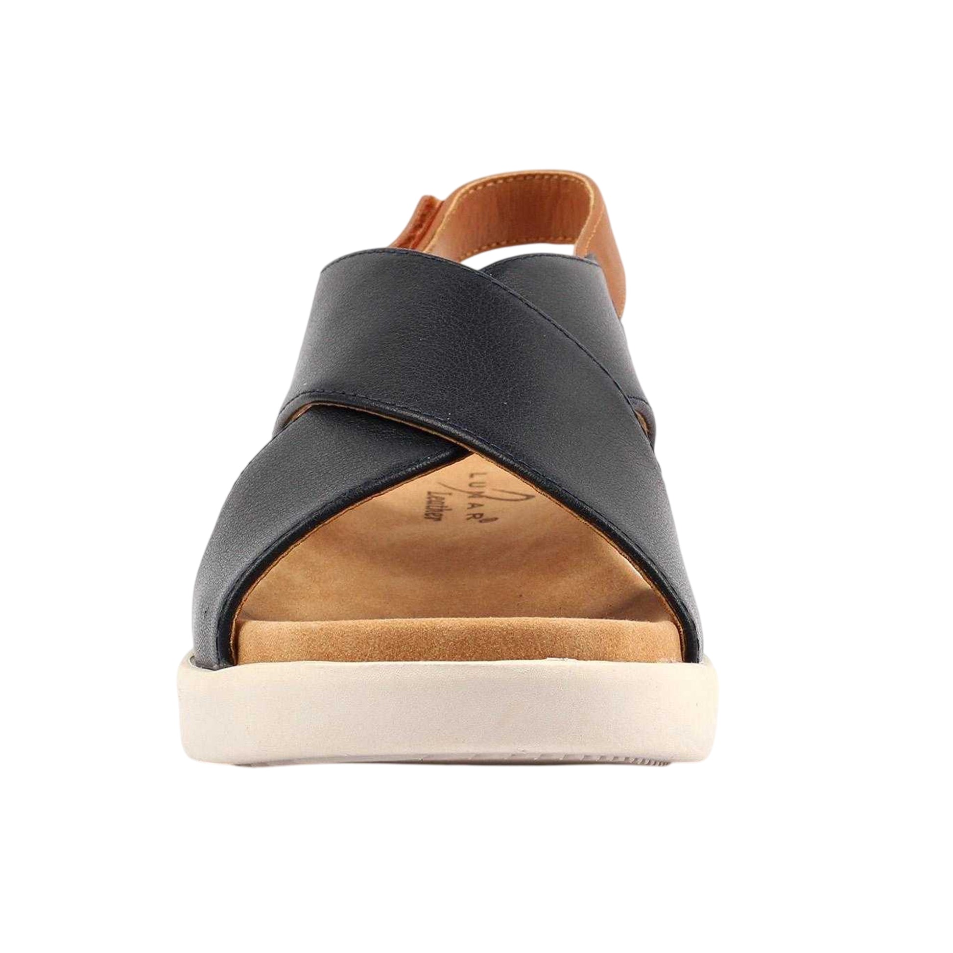 Navy - Side - Lunar Womens-Ladies Merletta Leather Sandals