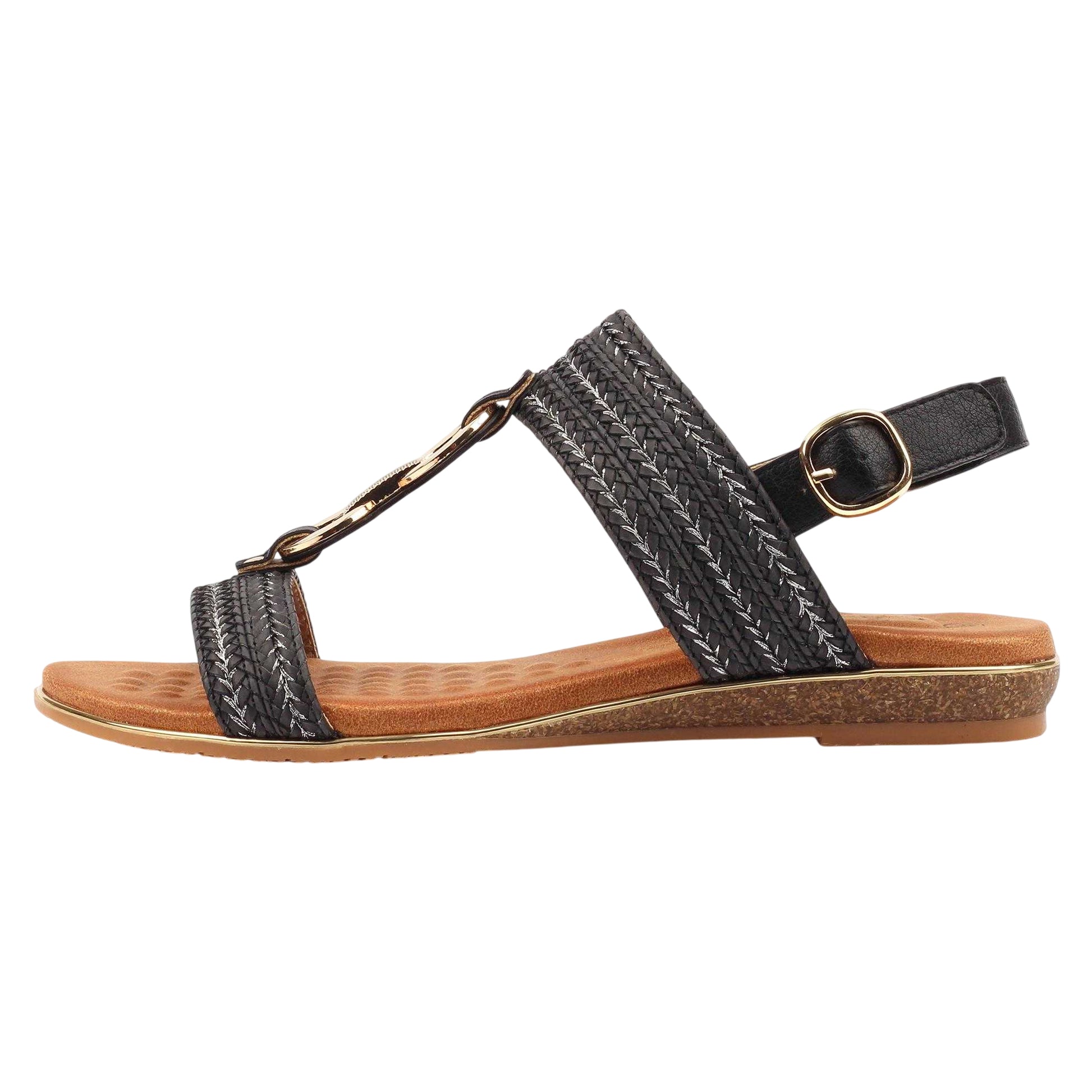Black - Back - Lunar Womens-Ladies Mila Sandals