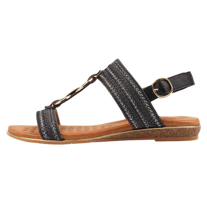 Black - Back - Lunar Womens-Ladies Mila Sandals