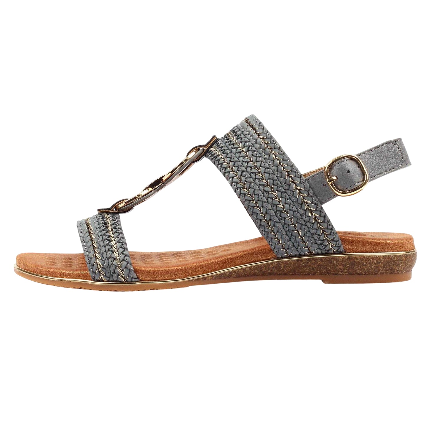 Dark Grey - Back - Lunar Womens-Ladies Mila Sandals