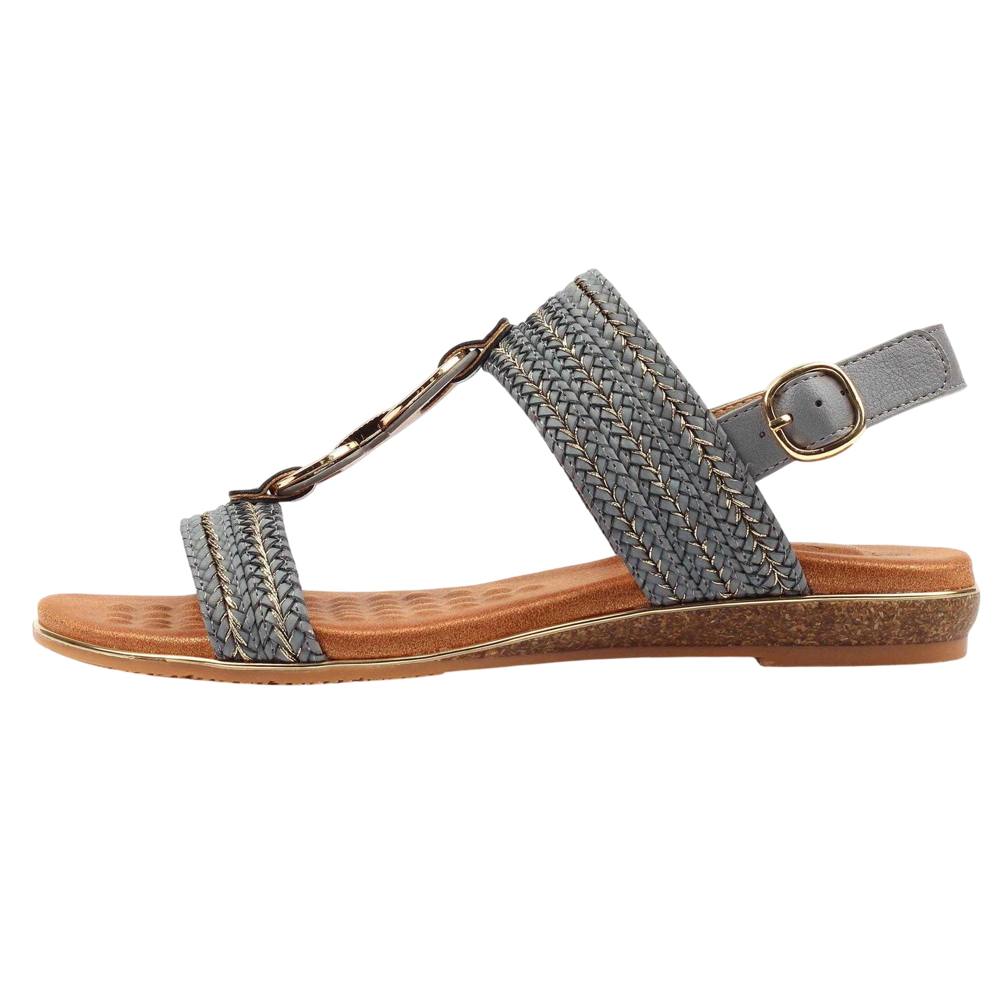Dark Grey - Back - Lunar Womens-Ladies Mila Sandals