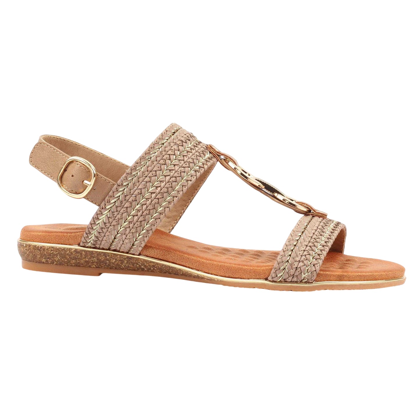 Khaki Brown - Front - Lunar Womens-Ladies Mila Sandals